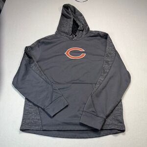Majestic Chicago Bears Mens Large Gray Fleece Lined Pullover Hoodie NFL Football